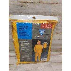 NEW WestChester Protective Gear Large 3-Piece Yellow Polyester Rain Suit 44035/L